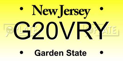 G20VRY New Jersey License Plate