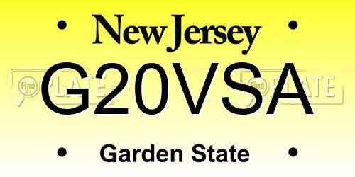 G20VSA New Jersey License Plate