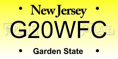 G20WFC New Jersey License Plate