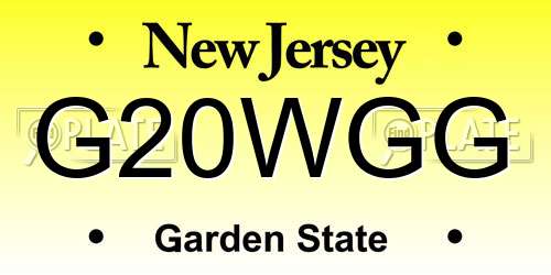 G20WGG New Jersey License Plate