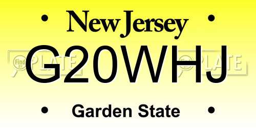 G20WHJ New Jersey License Plate