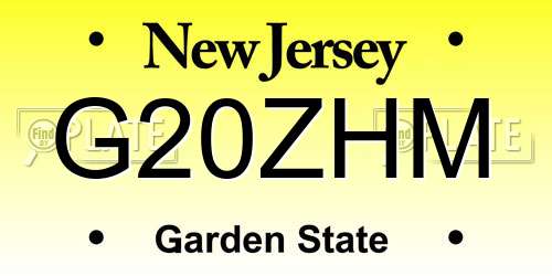 G20ZHM New Jersey License Plate
