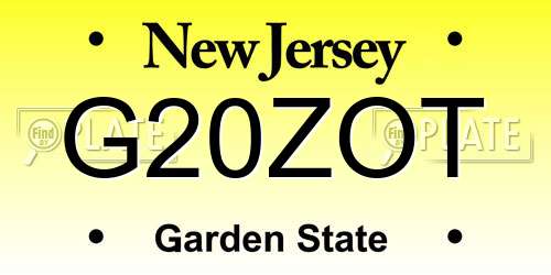 G20ZOT New Jersey License Plate