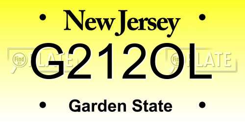 G212OL New Jersey License Plate