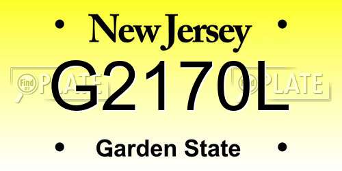 G2170L New Jersey License Plate