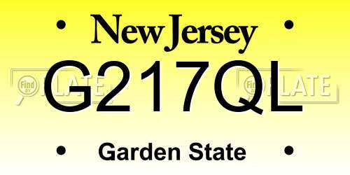 G217QL New Jersey License Plate