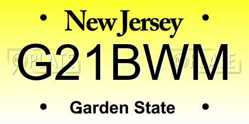 G21BWM New Jersey License Plate