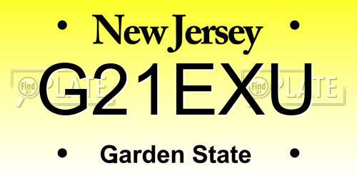 G21EXU New Jersey License Plate