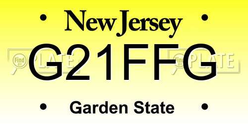 G21FFG New Jersey License Plate