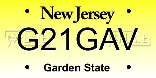 G21GAV New Jersey License Plate