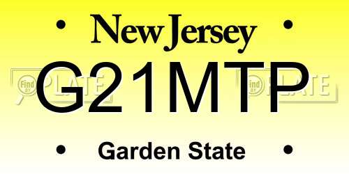 G21MTP New Jersey License Plate