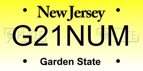 G21NUM New Jersey License Plate