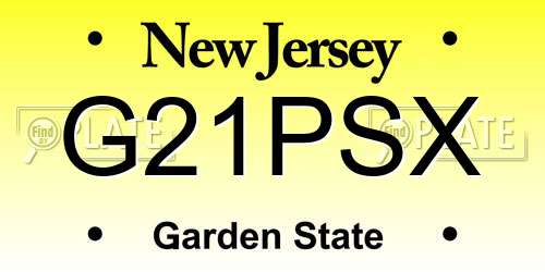 G21PSX New Jersey License Plate