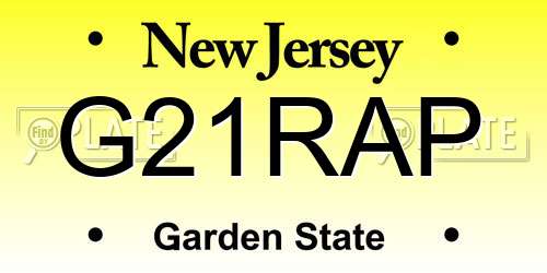 G21RAP New Jersey License Plate