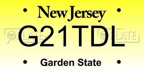 G21TDL New Jersey License Plate
