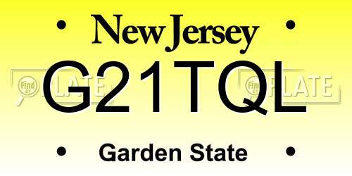 G21TQL New Jersey License Plate
