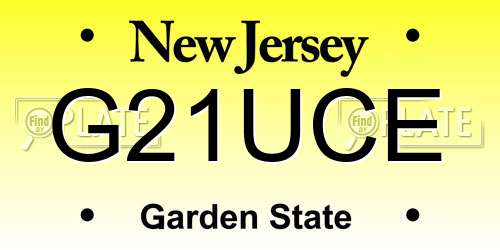 G21UCE New Jersey License Plate