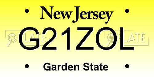 G21ZOL New Jersey License Plate