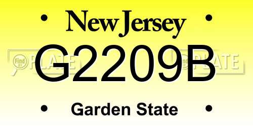 G2209B New Jersey License Plate