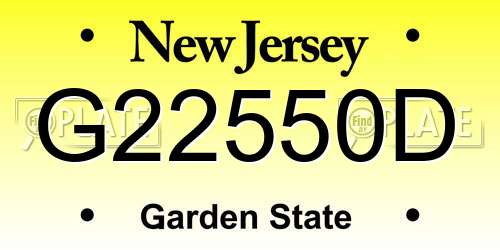 G22550D New Jersey License Plate