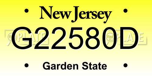 G22580D New Jersey License Plate