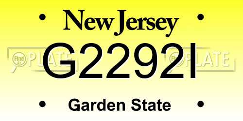 G2292I New Jersey License Plate
