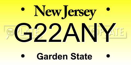 G22ANY New Jersey License Plate