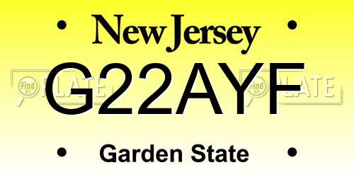 G22AYF New Jersey License Plate