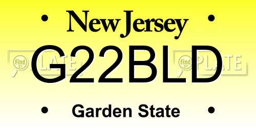 G22BLD New Jersey License Plate