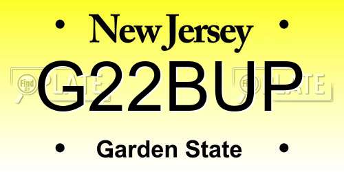 G22BUP New Jersey License Plate