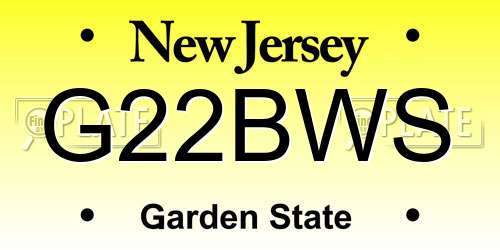 G22BWS New Jersey License Plate