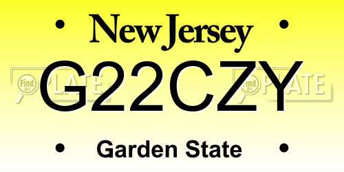 G22CZY New Jersey License Plate