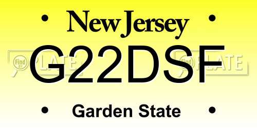 G22DSF New Jersey License Plate