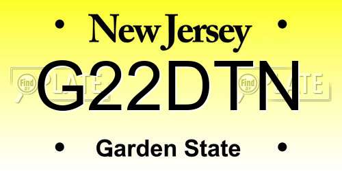 G22DTN New Jersey License Plate