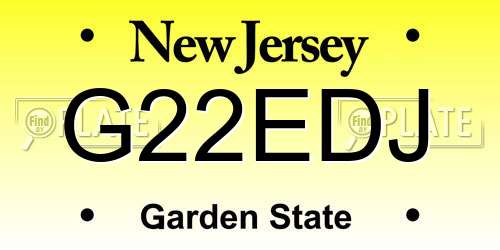 G22EDJ New Jersey License Plate