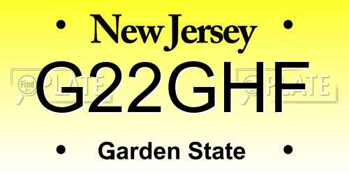 G22GHF New Jersey License Plate