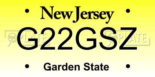 G22GSZ New Jersey License Plate