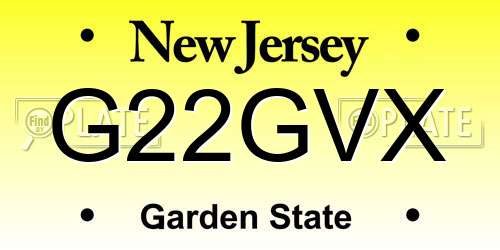 G22GVX New Jersey License Plate