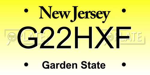 G22HXF New Jersey License Plate
