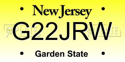 G22JRW New Jersey License Plate