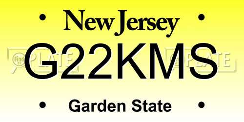 G22KMS New Jersey License Plate