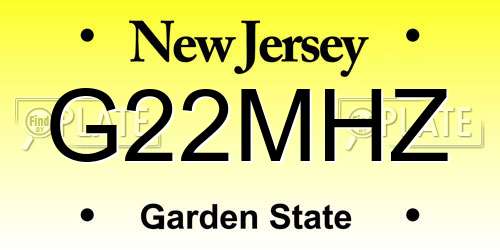 G22MHZ New Jersey License Plate