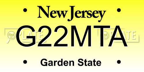 G22MTA New Jersey License Plate