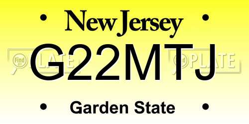 G22MTJ New Jersey License Plate