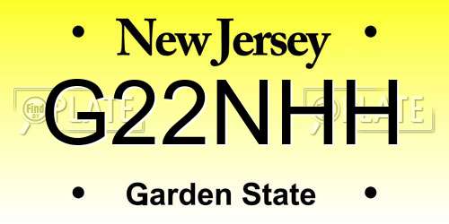 G22NHH New Jersey License Plate