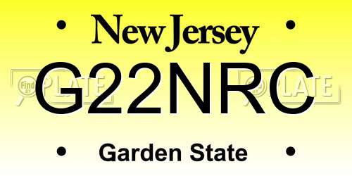 G22NRC New Jersey License Plate