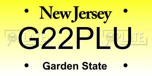 G22PLU New Jersey License Plate