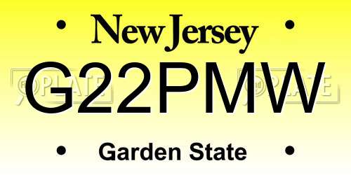 G22PMW New Jersey License Plate