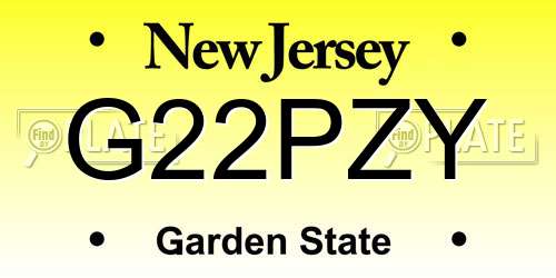 G22PZY New Jersey License Plate