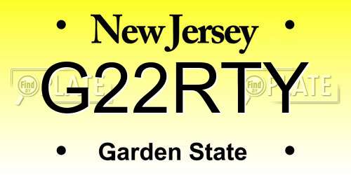 G22RTY New Jersey License Plate